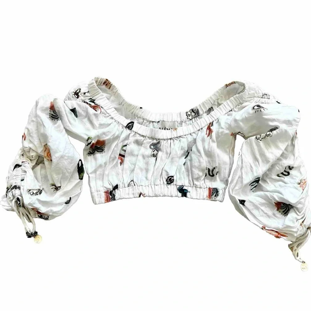 ALEMAIS HERA Drawstring Top In Ivory Size 8 Greek Art to Wear Artsy Chic - Picture 2 of 9